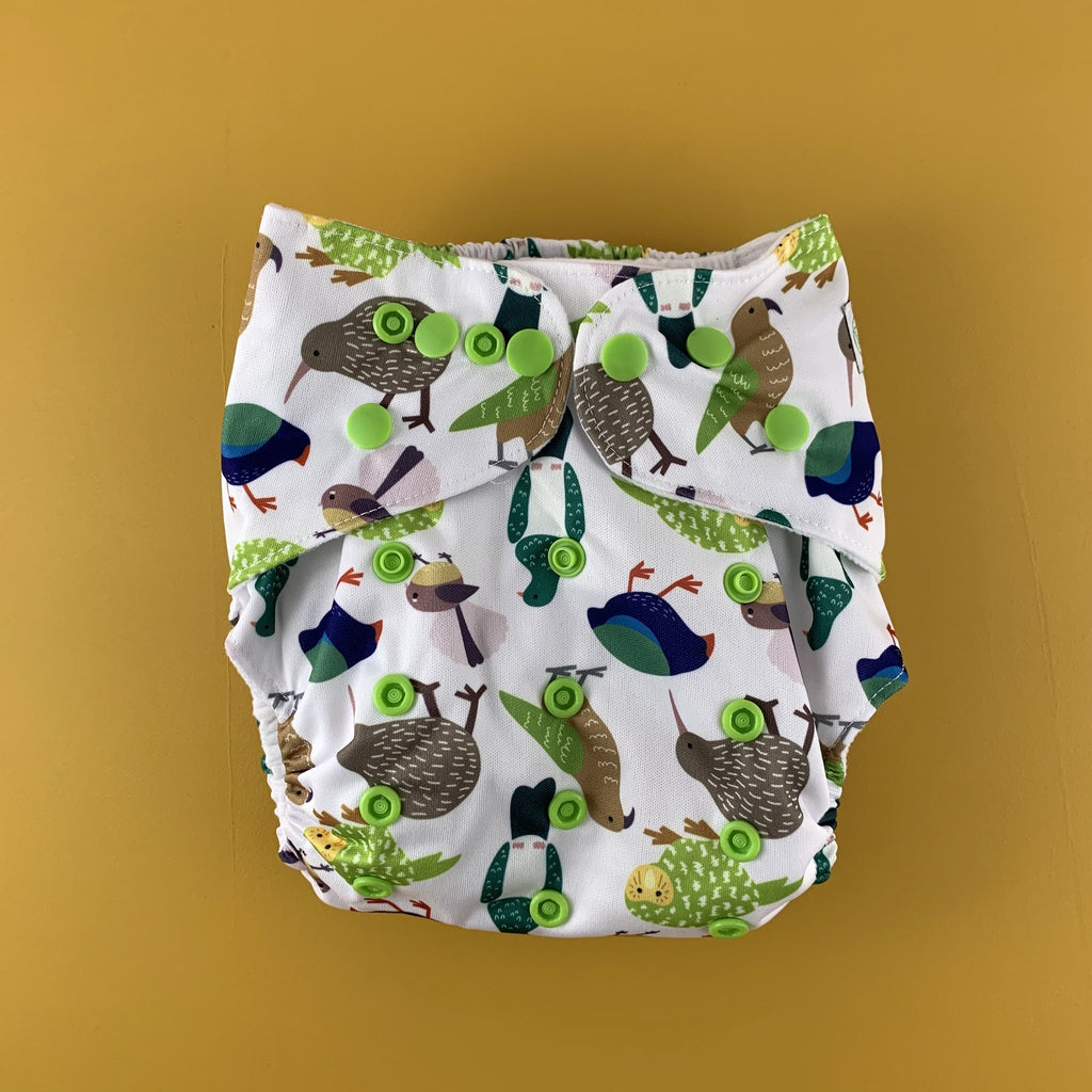 Bear and Moo , Kiwiana Birds Cloth Nappy