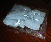Blue Handknitted 100% Merino ,3piece set
