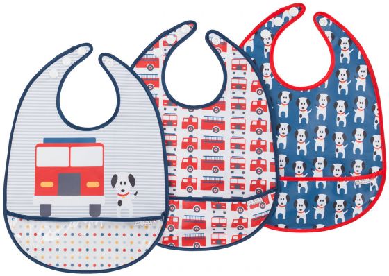 Fire Dog. 3 pkt Easy to Clean Bib