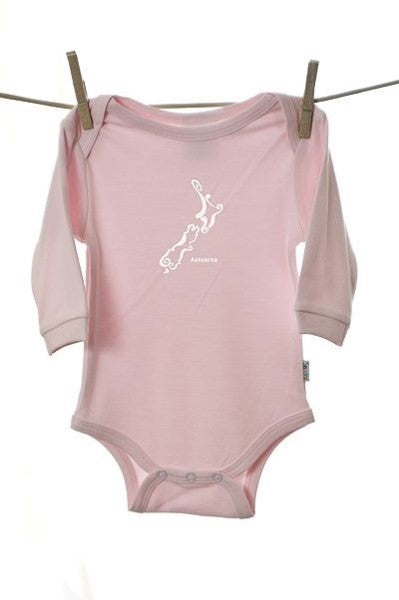 Snooky. Short Sleeve Bodysuit with NZ Motif  Pink