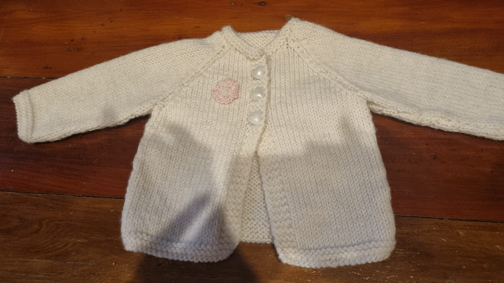 Handknitted. Up to 3 mths Cardi