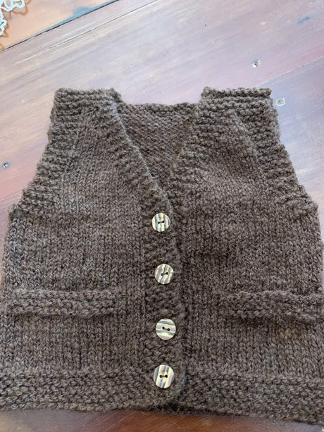 Handknitted ,Newborn, Pure Wool Vest