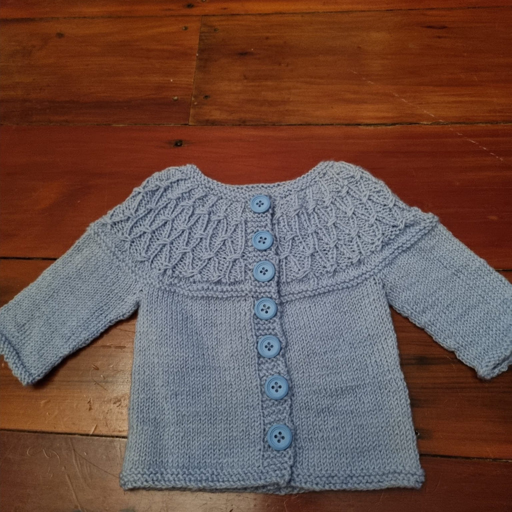 Handknitted Baby Cardi. 0- 3 Months