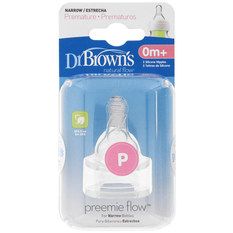 Dr Brown's Narrow Neck Preemie Teats - 2 Pack