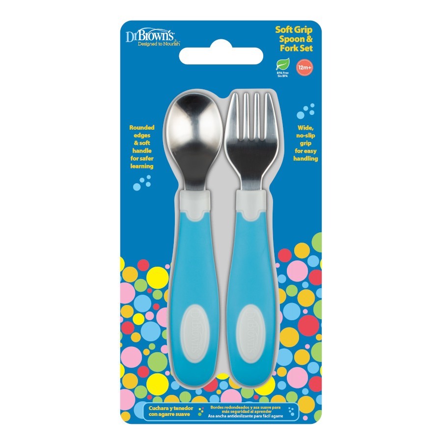 DR BROWNS SILICONE SOFT GRIP SPOON AND FORK SET