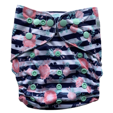 Bear and Moo Floral Stripes Cloth Nappy