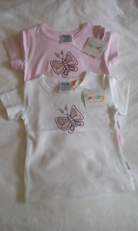 Snooky Pink T Shirt with Butterfly Motif.