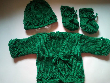 Handknitted Jacket, Hat and Booties