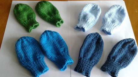 Hand Knitted ,Newborn Mittens