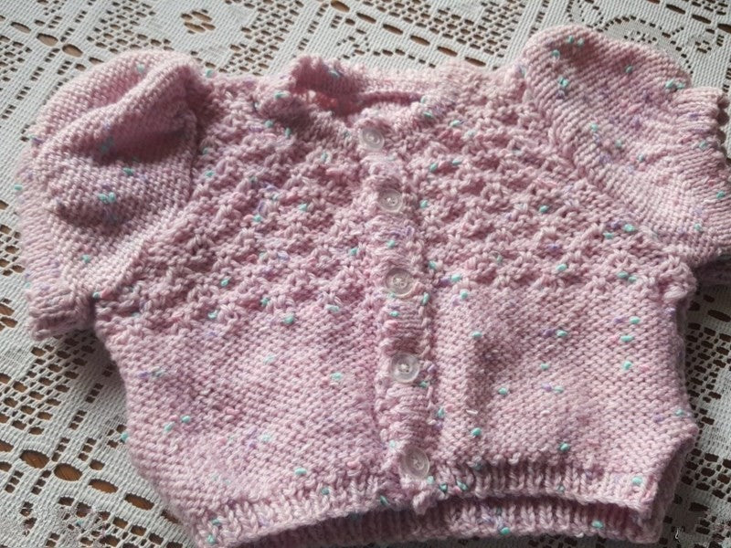Handknitted. Newborn Pink Cardi