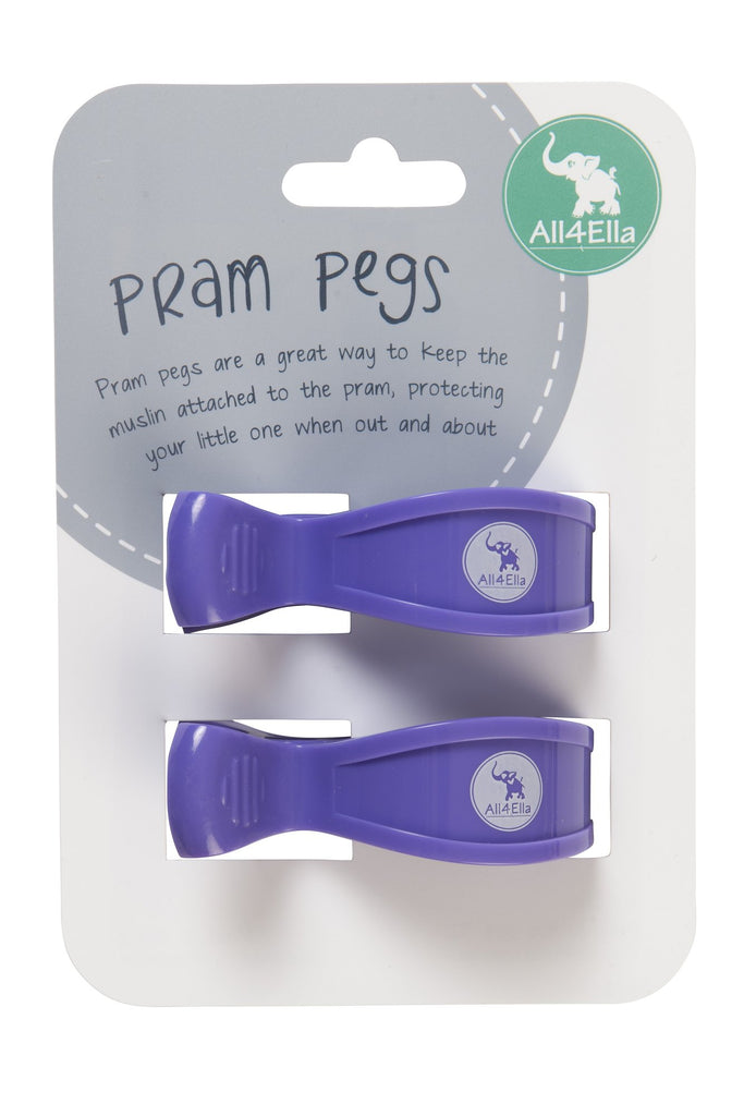 All4 Ella Pram Pegs.  Fluro Pink 2 peg set