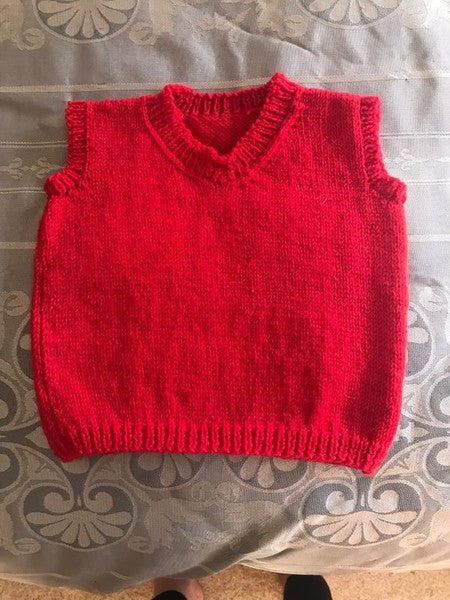 Red, Pure Wool Vest 3-6mths