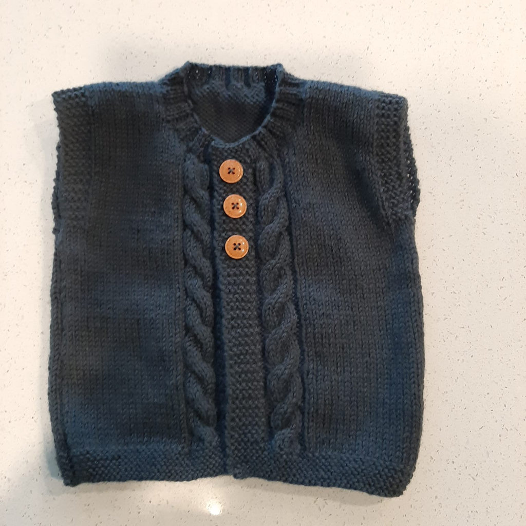 Dark Charcoal Vest 12 to 18 Mths. Handknitted